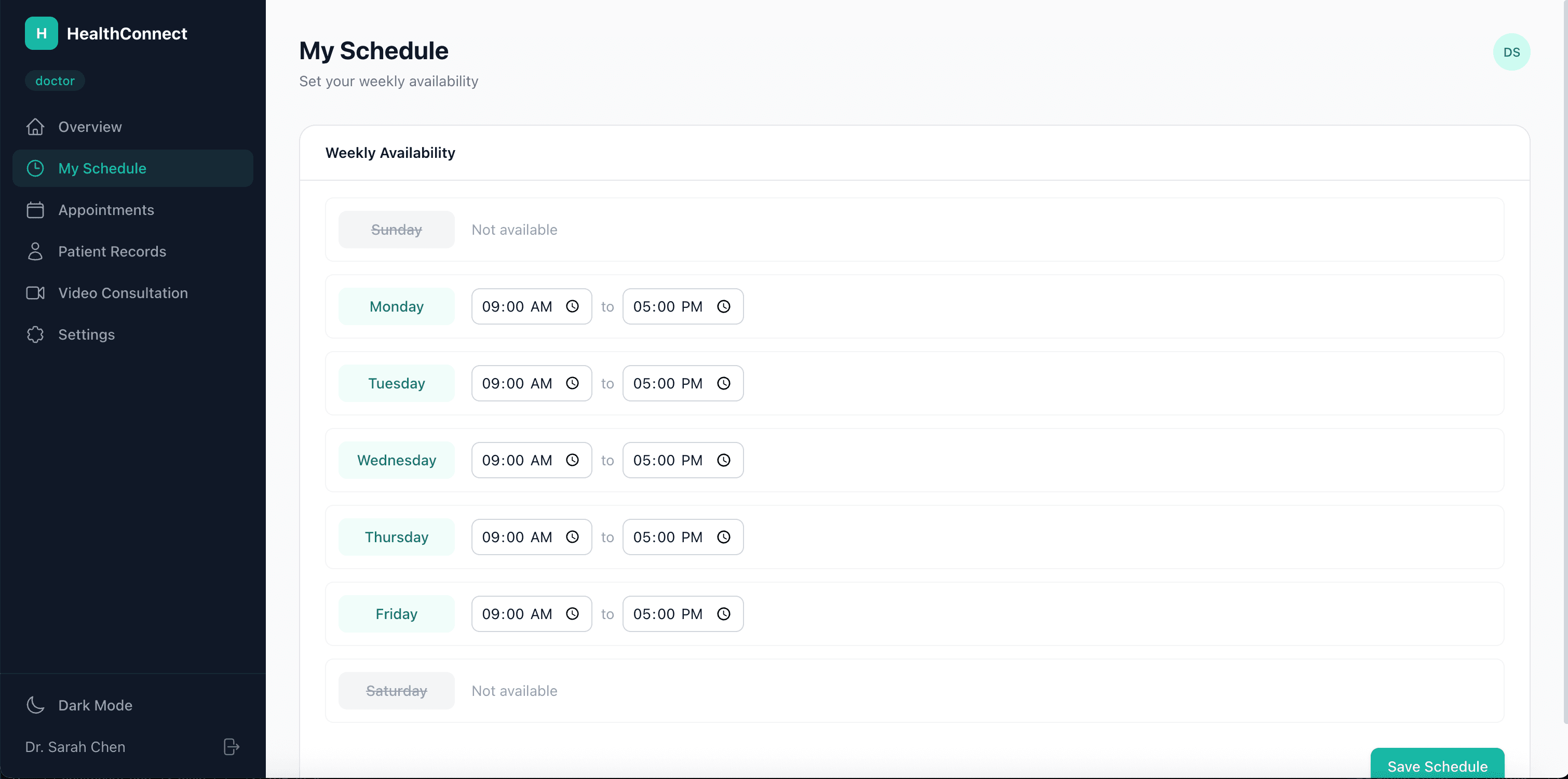 doctor schedule management